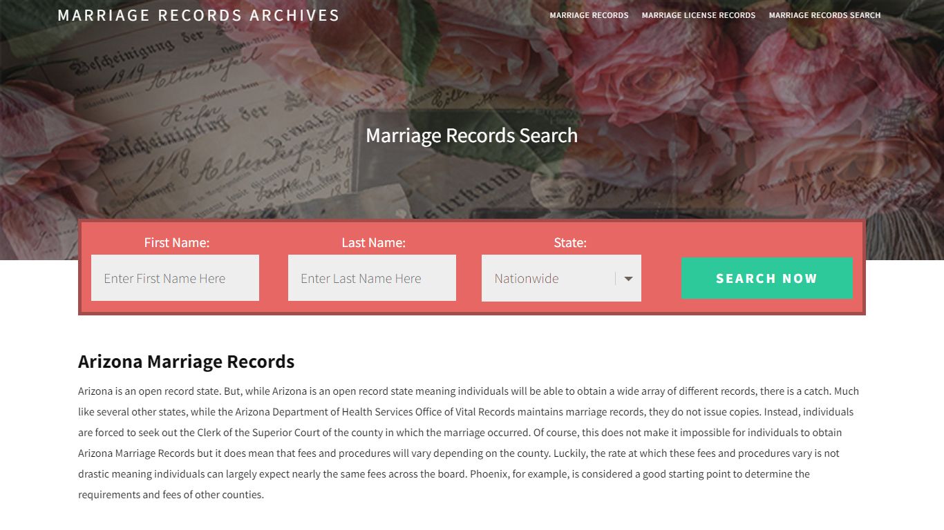 Arizona Marriage Records | Enter Name and Search | 14 Days Free